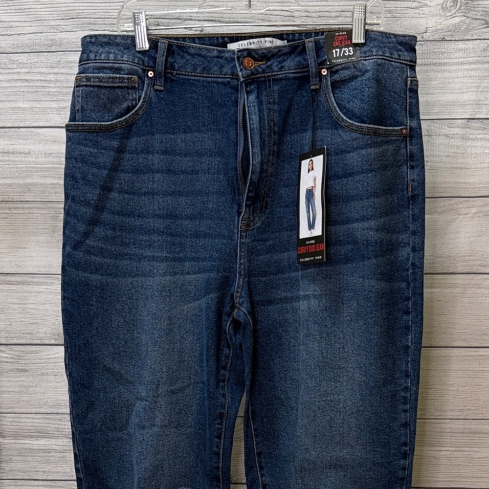 Celebrity Pink Hi-Rise Curvy Dad Distressed Jeans, NWT, size 17